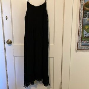 Black Slip Dress with Lace Hem from Free People